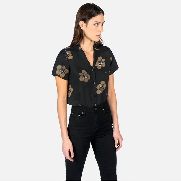 Straight to Hell Black & Brown Floral Button Up Shirt - Picture 1 of 5